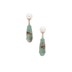 Aquaprase™ & Kaori Cultured Pearl Rose Midas Earrings