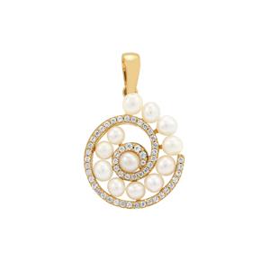 Kaori Cultured Pearl & White Zircon Midas Pendant (3mm)