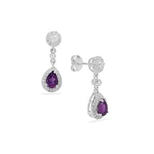 Zambian Amethyst & White Zircon Sterling Silver Earrings ATGW 2.55cts