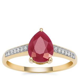 Burmese Ruby Ring with White Zircon in 9K Gold 2.05cts