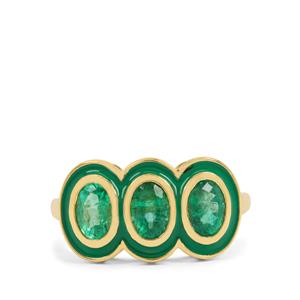 1.35ct Zambian Emerald 9K Gold Tomas Rae Ring With Enameling