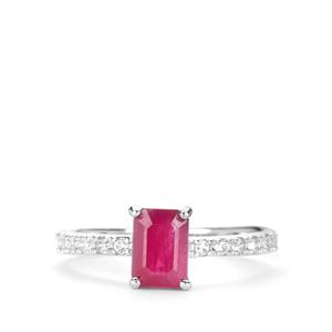 John Saul Ruby Ring with White Zircon in Sterling Silver 1.55cts