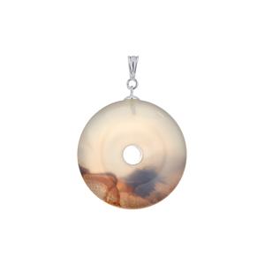 50ct Bamboo Agate Sterling Silver Pendant