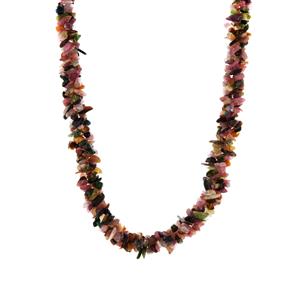 Cruzeiro Rainbow Tourmaline Necklace with Magnetic Lock in Sterling Silver 302.10cts