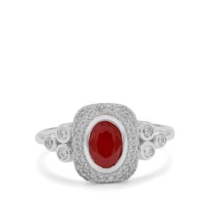 Burmese Ruby & White Zircon Sterling Silver Ring ATGW 1.40cts