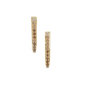 1/3ct Ombre Champagne, White Diamonds 9K Gold Earrings