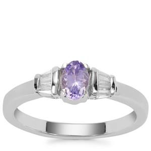 Tanzanite Ring with White Zircon in Sterling Silver 0.72ct