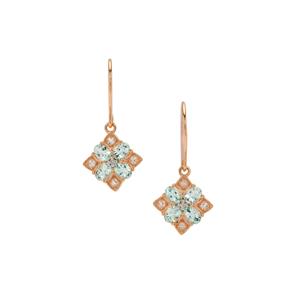 Aquaiba™ Beryl, Cherry Blossom™ Morganite & Diamonds 9K Rose Gold Earrings ATGW 1.25cts