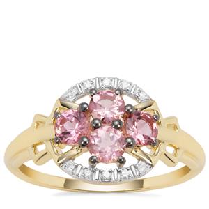 Mozambique Pink Spinel Ring with Diamond in 9K Gold 0.83ct