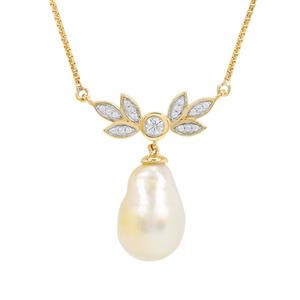 Golden South Sea Cultured Pearl & White Zircon Midas Necklace (12mm)
