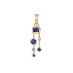 Burmese Blue Sapphire Pendant with Diamond in 9K Gold 0.60ct