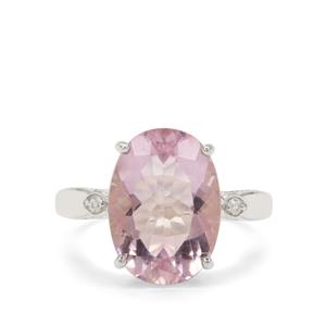 Pink Fluorite & White Zircon Sterling Silver Ring ATGW 7.30cts
