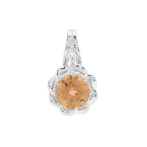  Imperial Garnet Pendant with White Zircon in Sterling Silver 1.62cts