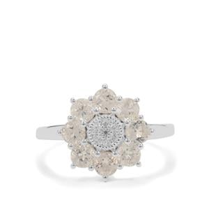 Plush Diamond Sunstone & White Zircon Sterling Silver Ring ATGW 1.35cts