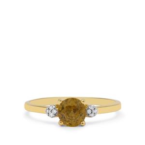Ambilobe Sphene & Diamond 9K Gold Ring ATGW 1cts
