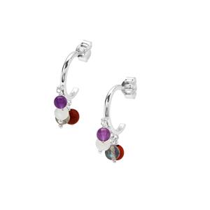 Multi Colour Gemstones Sterling Silver Earrings ATGW 4.60cts