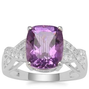 Ametista Amethyst Ring with White Zircon in Sterling Silver 3.80cts