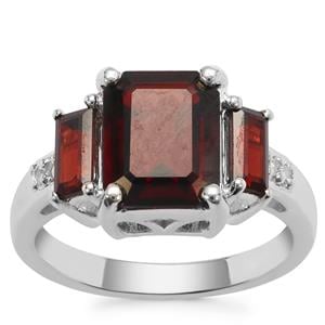 Gooseberry Grossular Garnet Ring with White Zircon in Sterling Silver 5.03cts