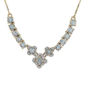 Santa Maria Aquamarine Necklace with Diamond in 9K Gold 1.90cts