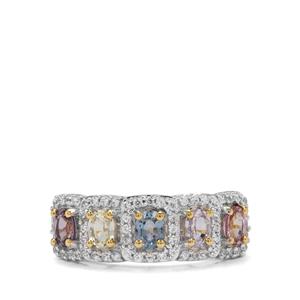 Multi-Colour Sapphire & White Zircon 9K Gold Ring ATGW 1.60cts