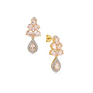 Idar Pink Morganite & Diamond 18K Gold Tomas Rae Earrings MTGW 4.41cts