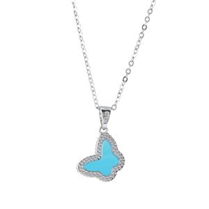 1ct Blue Chalcedony Sterling Silver Butterfly Necklace 