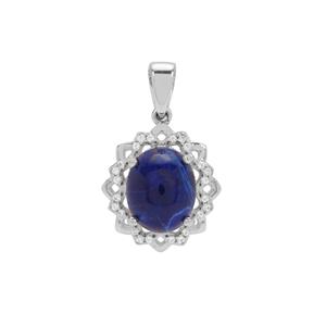 Afghanite & White Zircon Sterling Silver Pendant ATGW 2.55cts