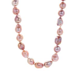 Naturally Metallic Cultured Pearl Gold Tone Sterling Silver Necklace (13mm)