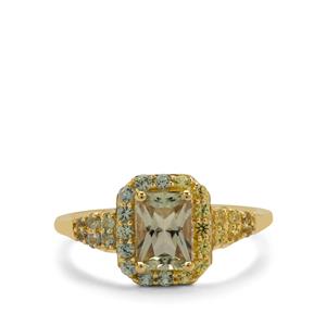 Ombre Csarite® & Green, Yellow Sapphire 9K Gold Ring ATGW 1.45cts 