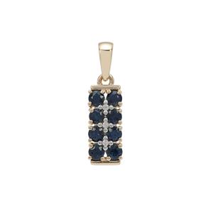 Australian Blue Sapphire Pendant with White Zircon in 9K Gold 1.05cts