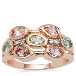 Aquaiba™ Beryl,, Cherry Blossom™ Morganite Ring with Diamond in 9K Rose Gold 1.30cts