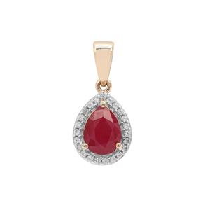 Burmese Ruby Pendant with White Zircon in 9K Gold 1.50cts