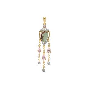 Aquaprase™, Cherry Blossom™ Morganite Pendant with White Sapphire in Gold Plated Sterling Silver 4.90cts
