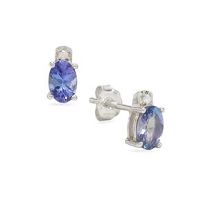 Tanzanite & Diamond Sterling Silver Earrings