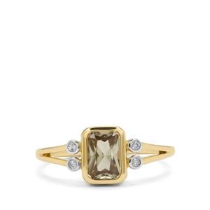 Csarite® & Diamond 9K Gold Ring ATGW 1.05cts