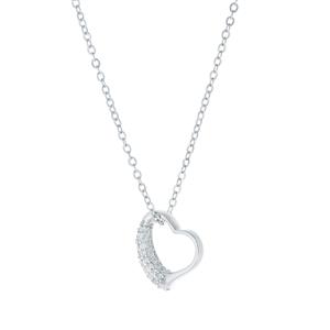 1ct White Zircon Sterling Silver Heart Necklace 