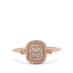 1/2ct Natural Pink Diamonds 9K Rose Gold Ring