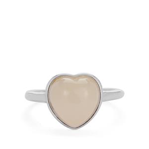 3.50ct Khotan White Nephrite Jade Sterling Silver Heart Ring
