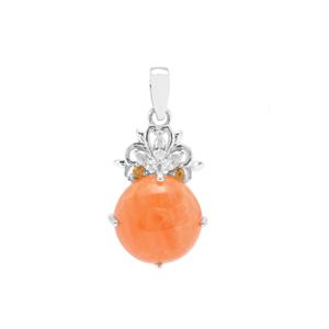 Triphylite, Diamantina Citrine Pendant with White Zircon in Sterling Silver 10.28cts
