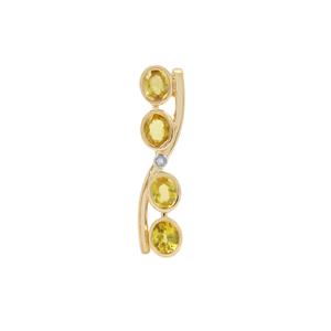 Songea Canary Sapphire & Diamond 9K Gold Pendant ATGW 1.30cts