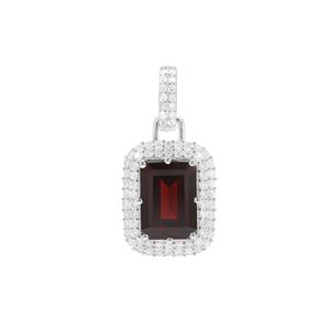 Nampula Garnet Pendant with White Zircon in Sterling Silver 4.27cts
