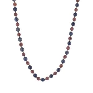Natural Burmese Ruby & Blue Sapphire Sterling Silver Slider Necklace ATGW 85.15cts