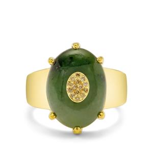 Nephrite Jade & Australian Diamond Midas Ring ATGW 10.05cts