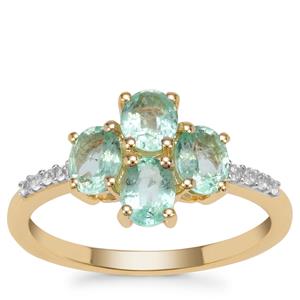 Malysheva Emerald Ring with White Zircon in 9K Gold 1.46cts