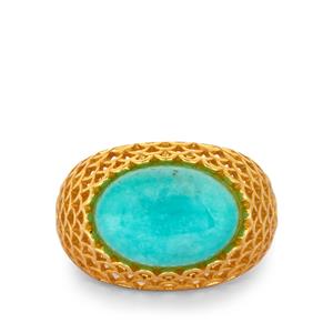 Natural Amazonite Ring in Gold Tone Sterling Silver 5cts