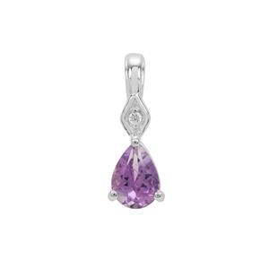 Moroccan Amethyst Pendant with White Zircon in Sterling Silver 0.65ct