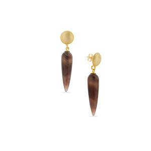 25cts Botswana Agate Gold Tone Sterling Silver Earrings 