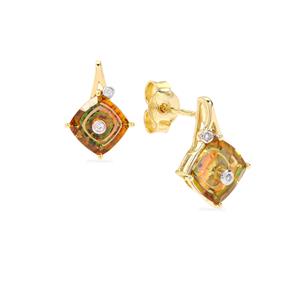 Lehrer TorusRing Stellar Topaz & Diamond 9K Gold Earrings ATGW 4.10cts