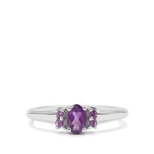 Zambian, African Amethyst Ring in Sterling Silver 0.50ct