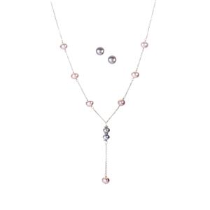 Kaori Cultured Pearl Sterling Silver Set of Necklace and Earrings